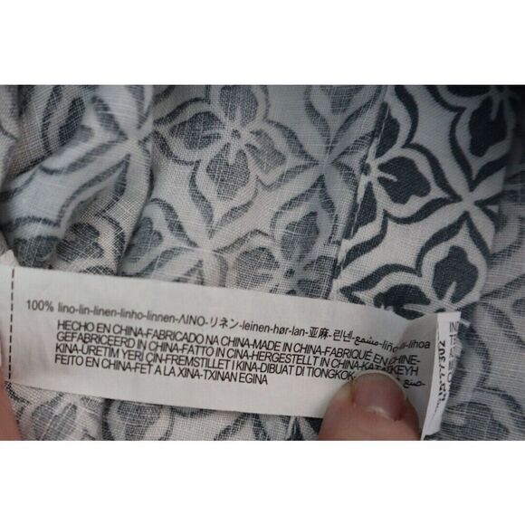 Zara Women Sz XS White/Gray Floral Allover Print Button-Up Long Linen Shirt - Picture 4 of 9